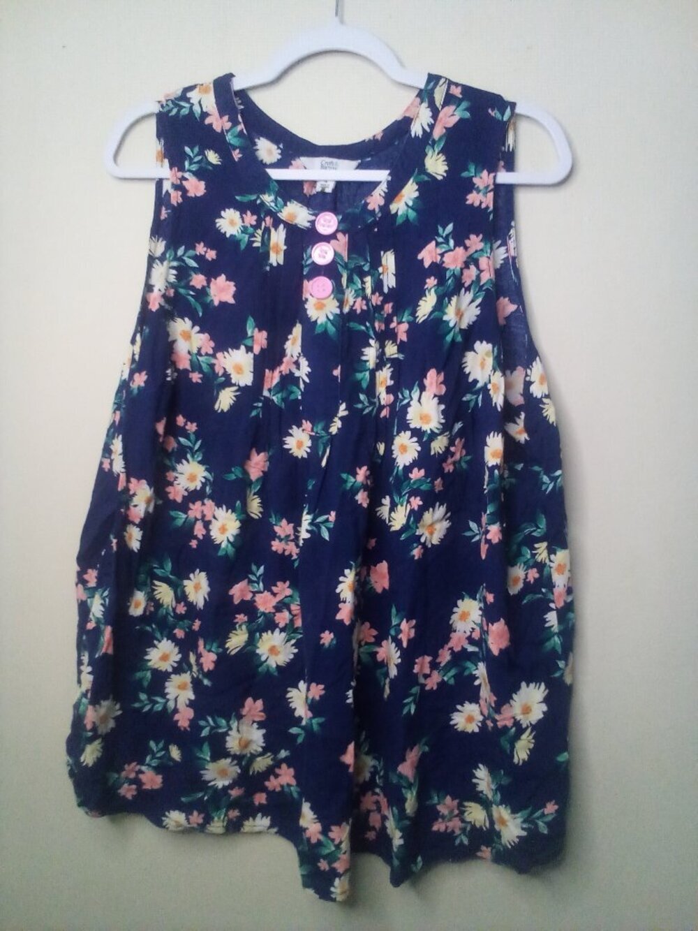 Croft & Barrow Blouse Women 1X Sleeveless Flowing Floral Blue Pink